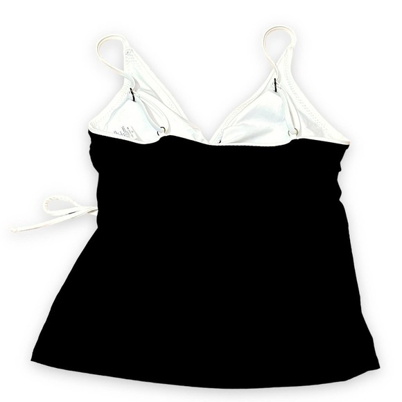 Becca NWT On the Edge Faux-Wrap Tankini Top Black White Trim Small - Picture 3 of 8